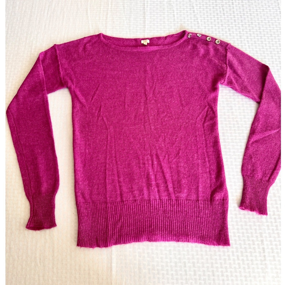 J.Crew Pink Mohair Wool Blend Shoulder Button Sweater Medium 53580 HO 11